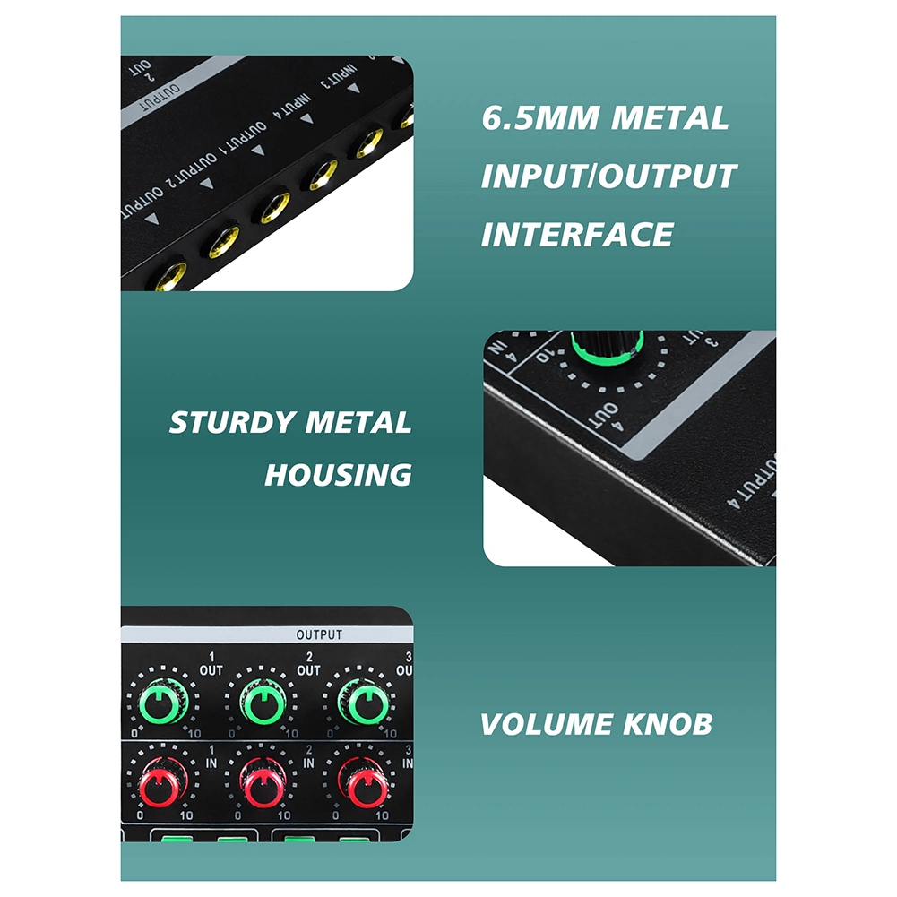 Audio Interface - (MEOF] -LQ04 4-Kanal-Mixer 4-Kanal-Kopfhörerverstärker Soundkarten-Mixer Aufnahmeschnittstelle
