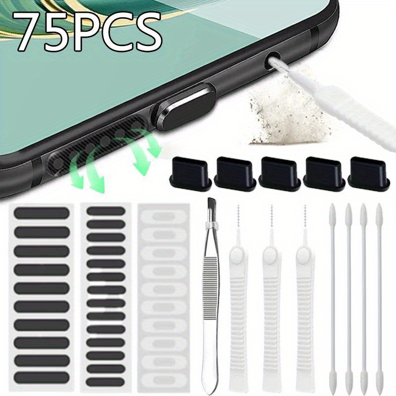 Speaker Terminal - 75-teiliges Reinigungsset für Handy-Ladeanschlüsse für iPhone/Samsung/Xiaomi